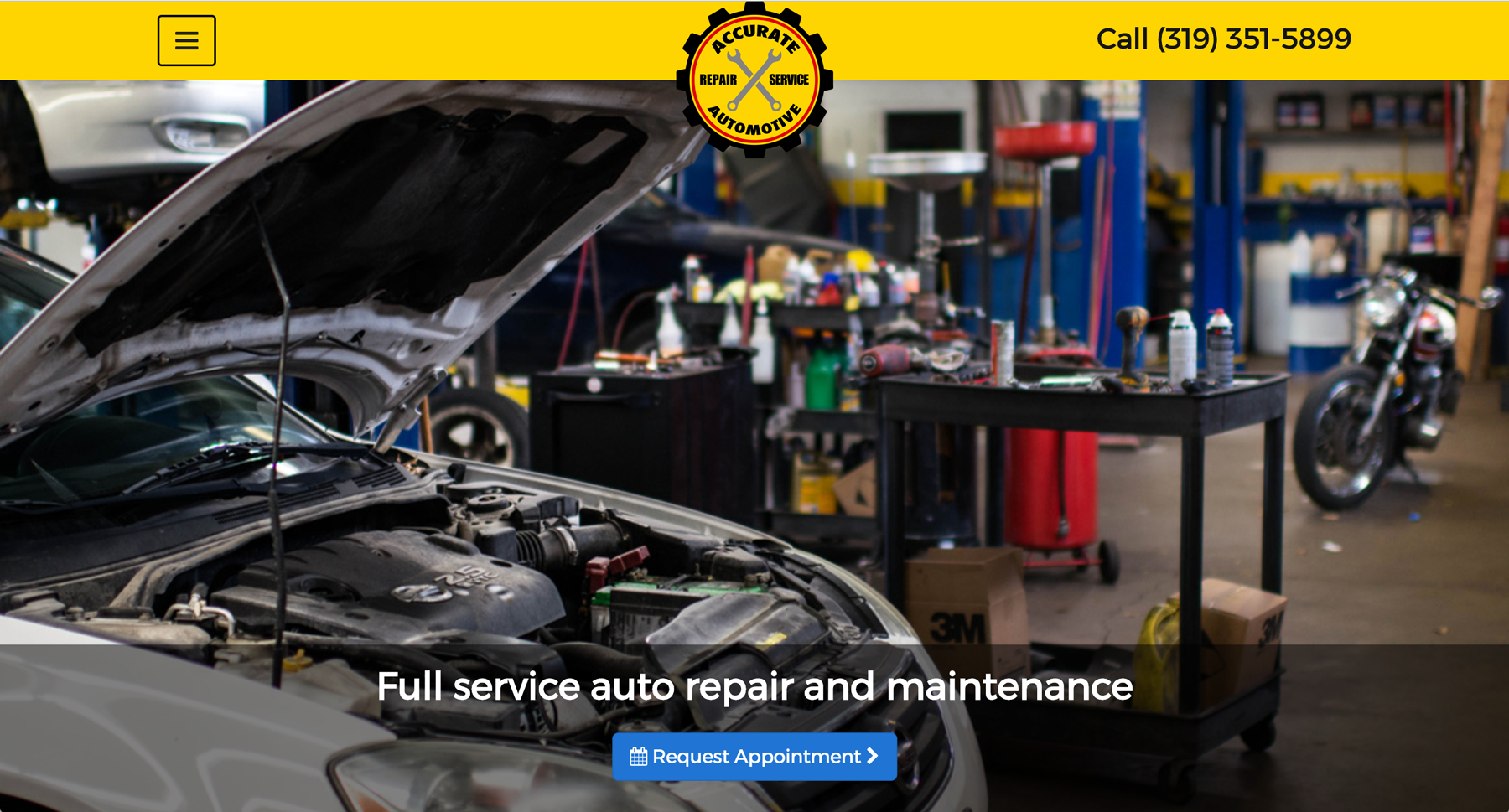Screenshot of Accurate Automotive website homepage